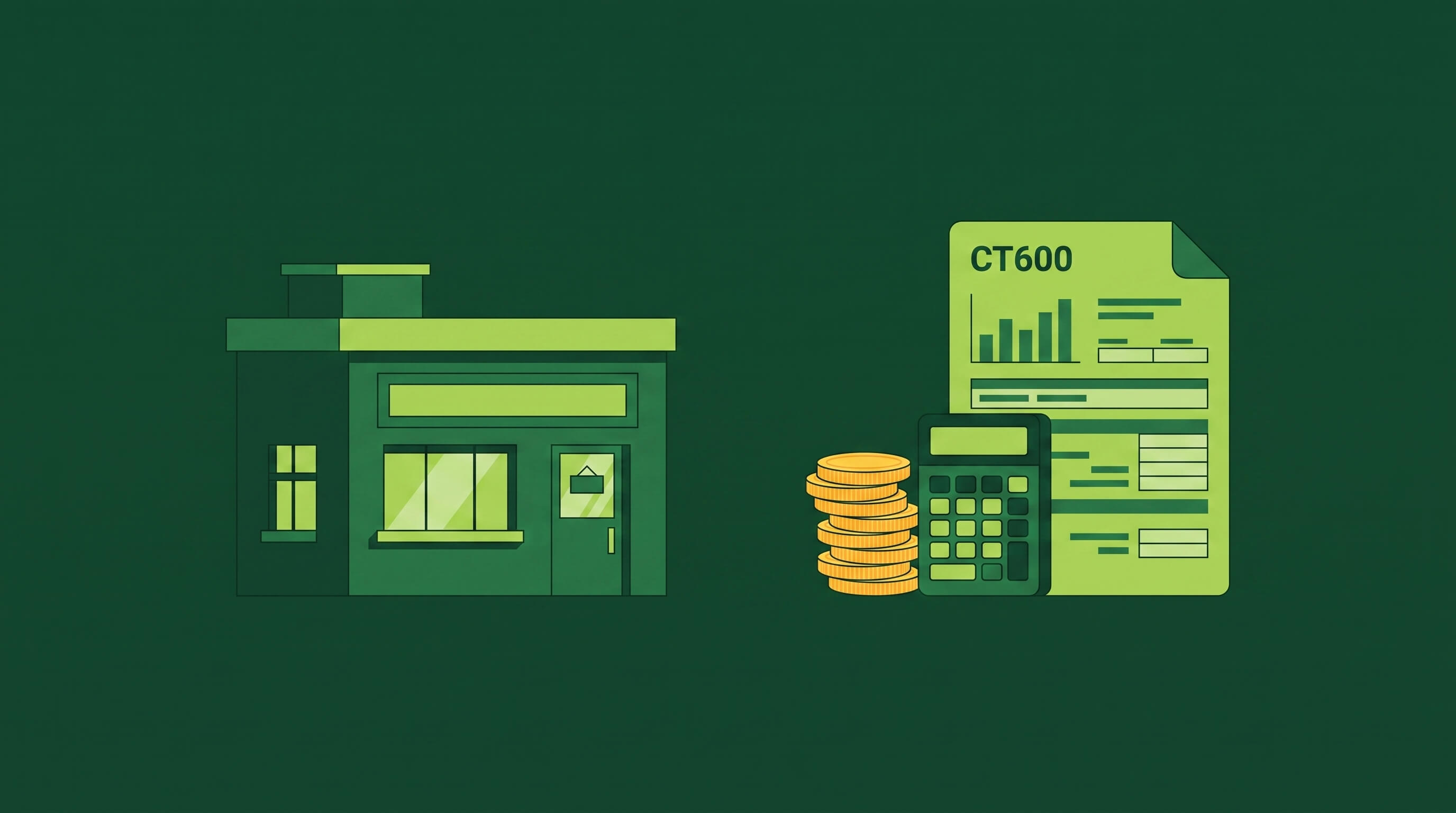 Limited company building with documents and calculator